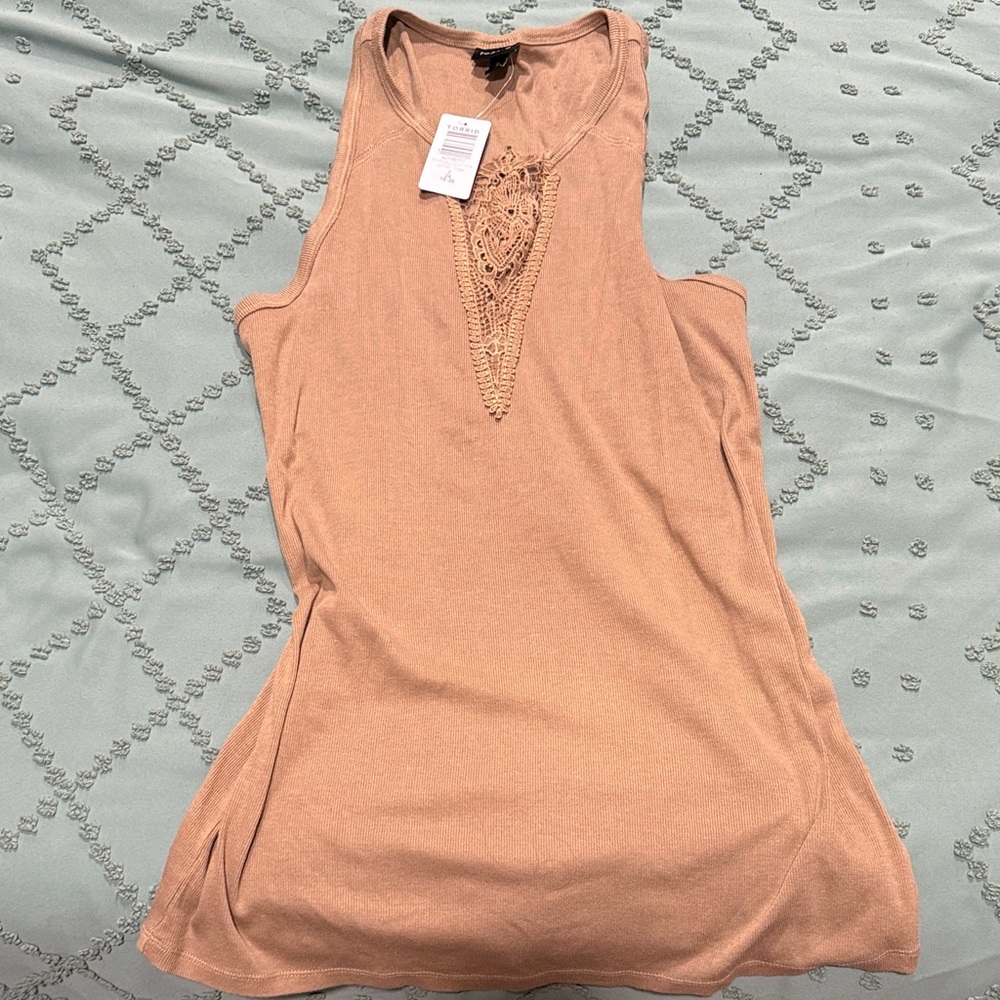 Torrid Tan Crochet Detail Tank Top